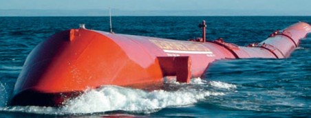 图4为挪威国家石油公司生产的波浪能发电机Pelamis