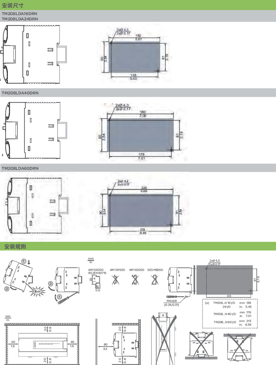 m208 plc 安装尺寸