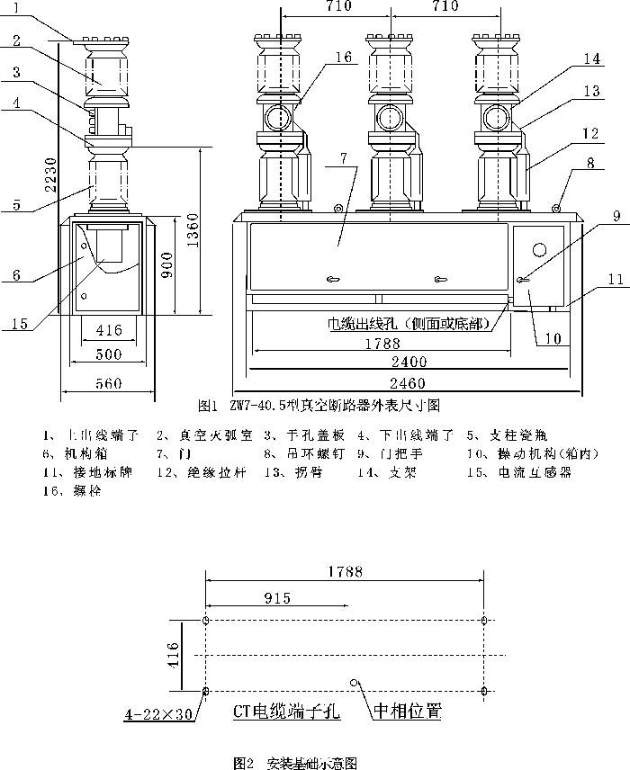 zw7405型系列户外高压真空断路器
